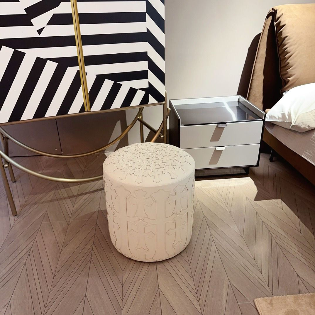 Chrome Hearts Inspired Multi-Color Cross Leather Ottoman