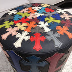 Chrome Hearts Inspired Multi-Color Cross Leather Ottoman