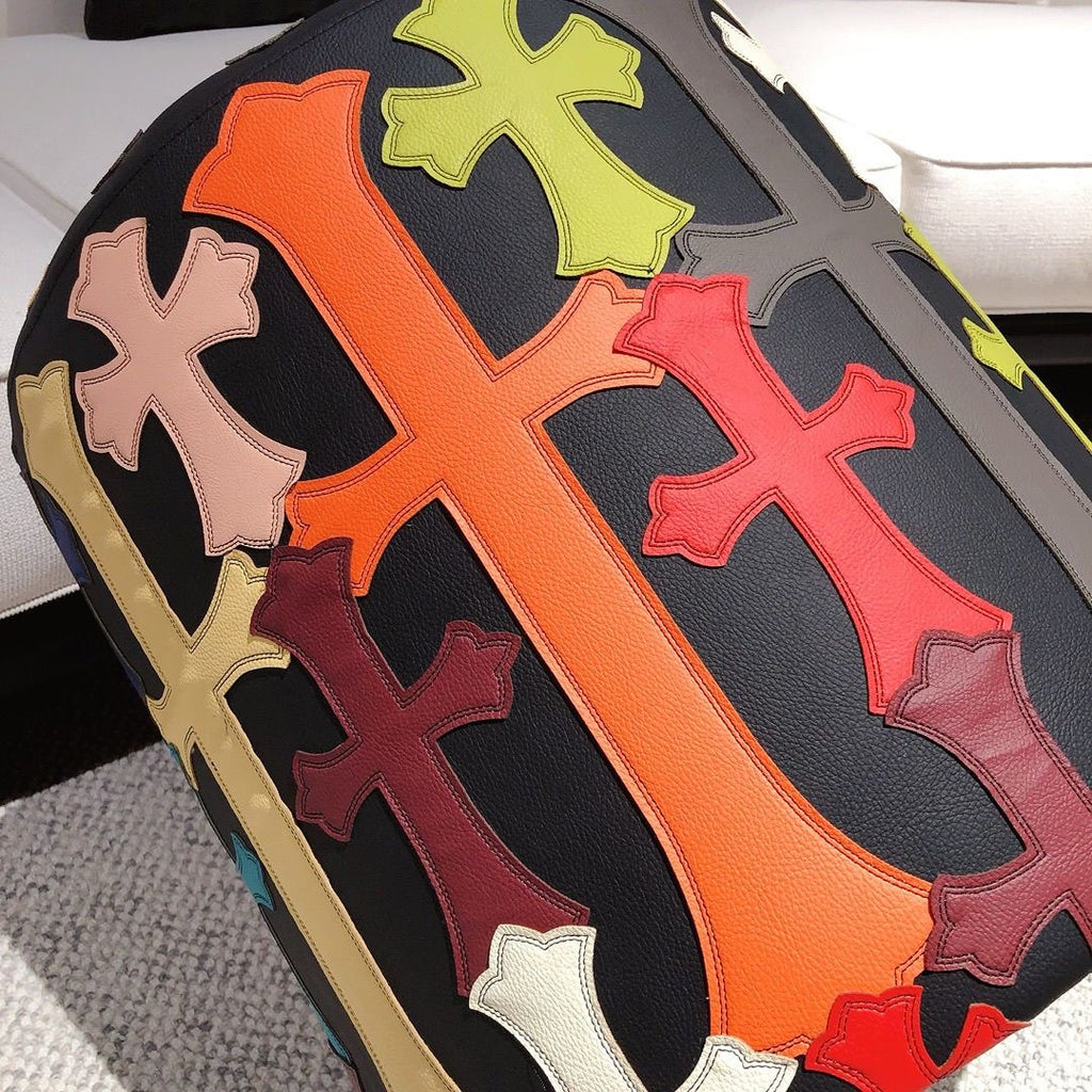 Chrome Hearts Inspired Multi-Color Cross Leather Ottoman