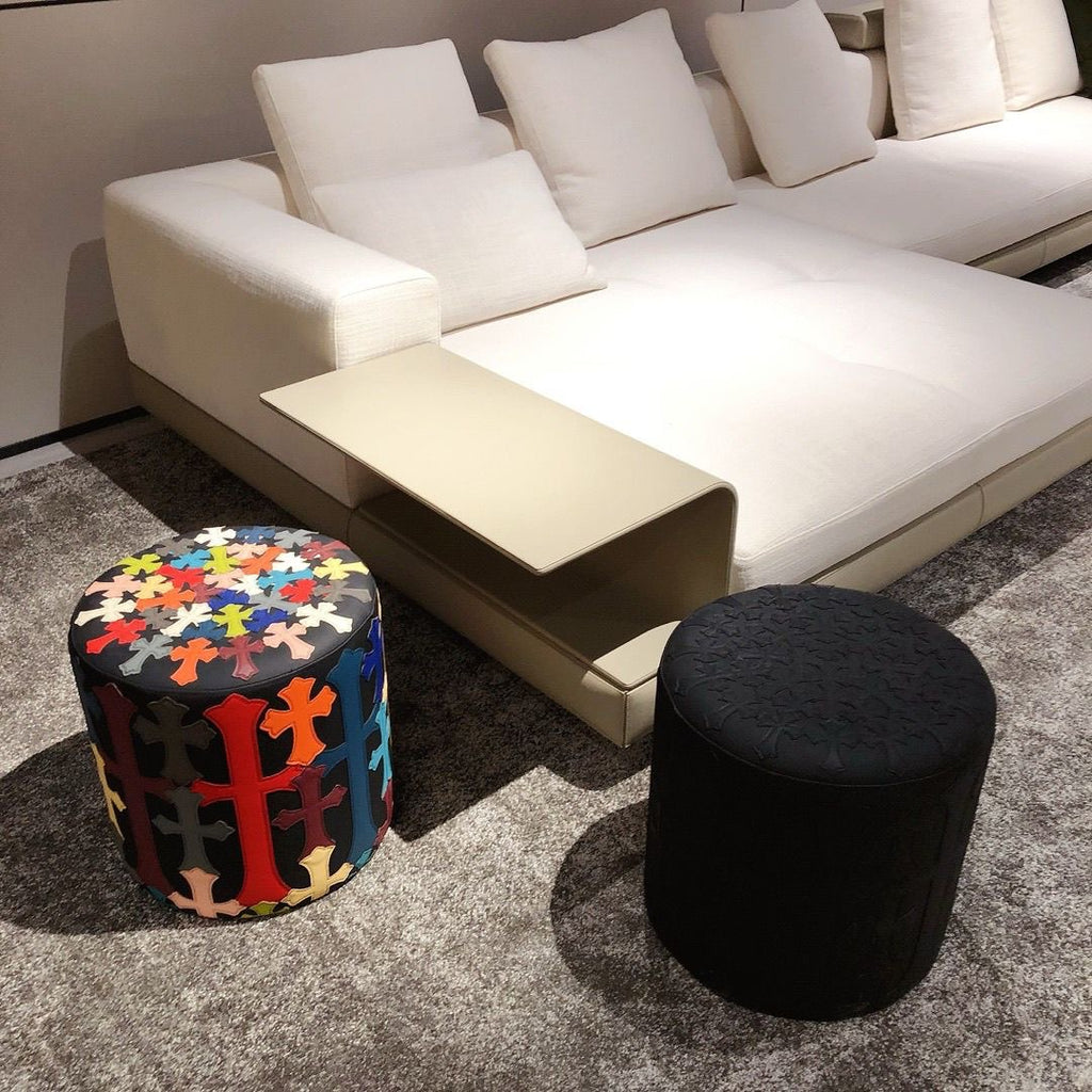 Chrome Hearts Inspired Multi-Color Cross Leather Ottoman