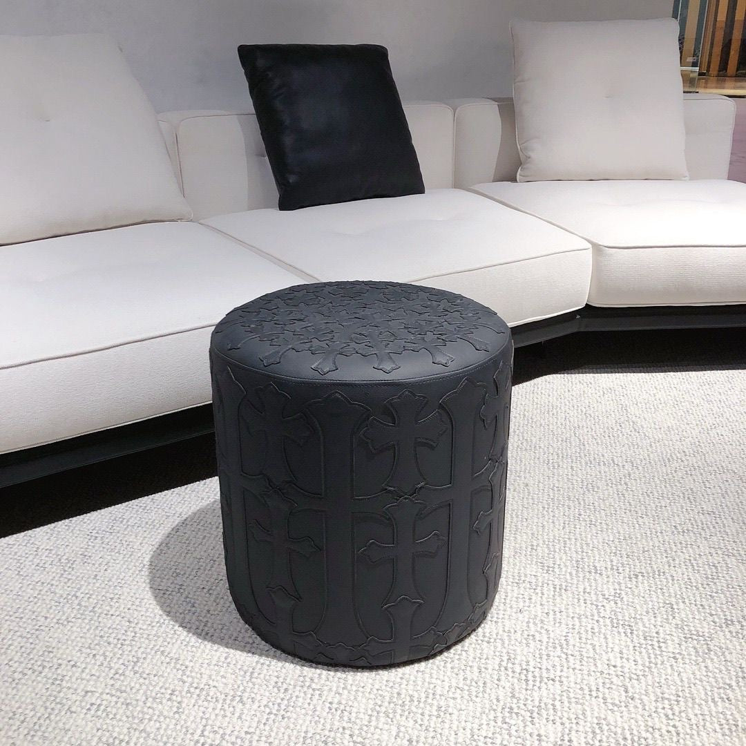 Chrome Hearts Inspired Multi-Color Cross Leather Ottoman
