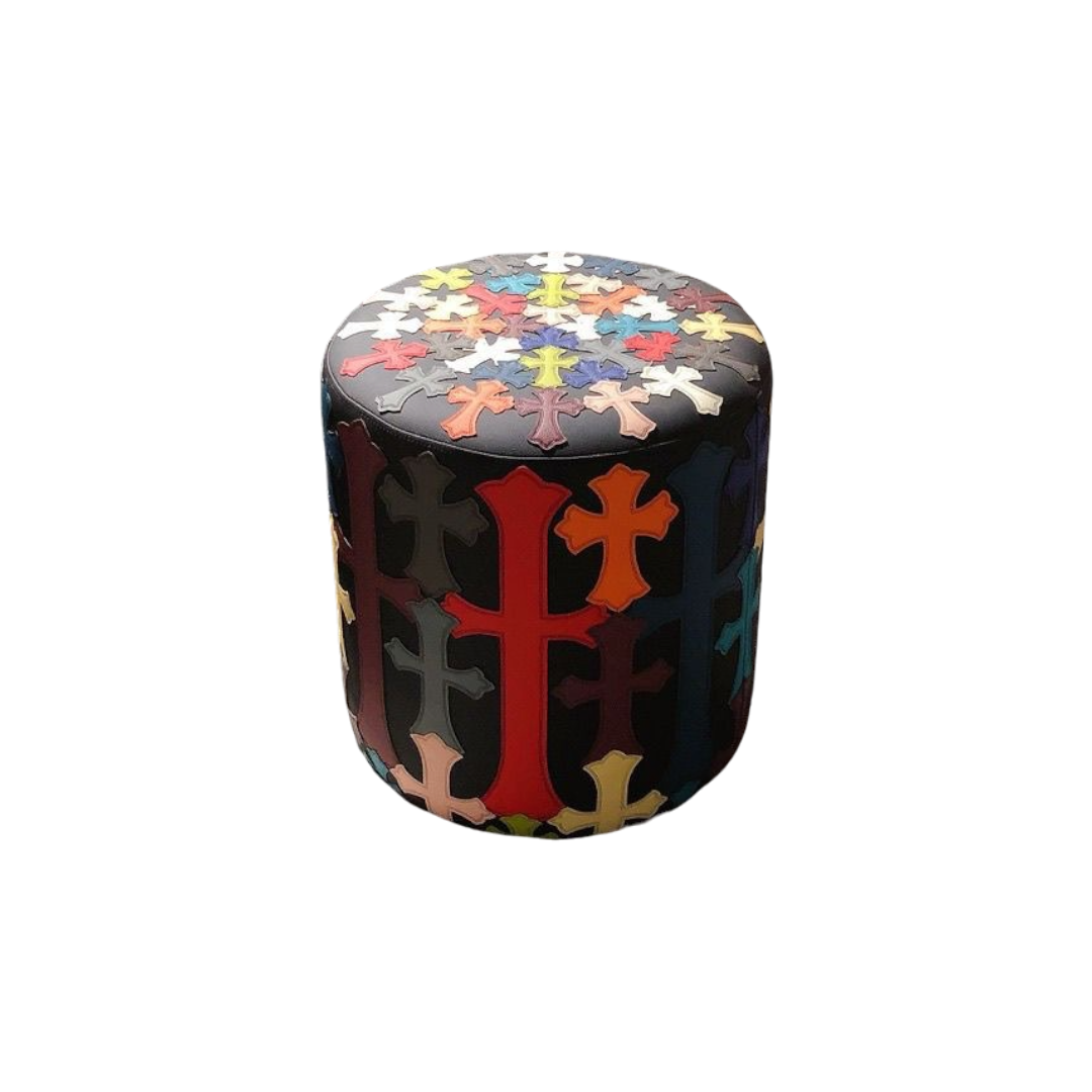 Chrome Hearts Inspired Multi-Color Cross Leather Ottoman